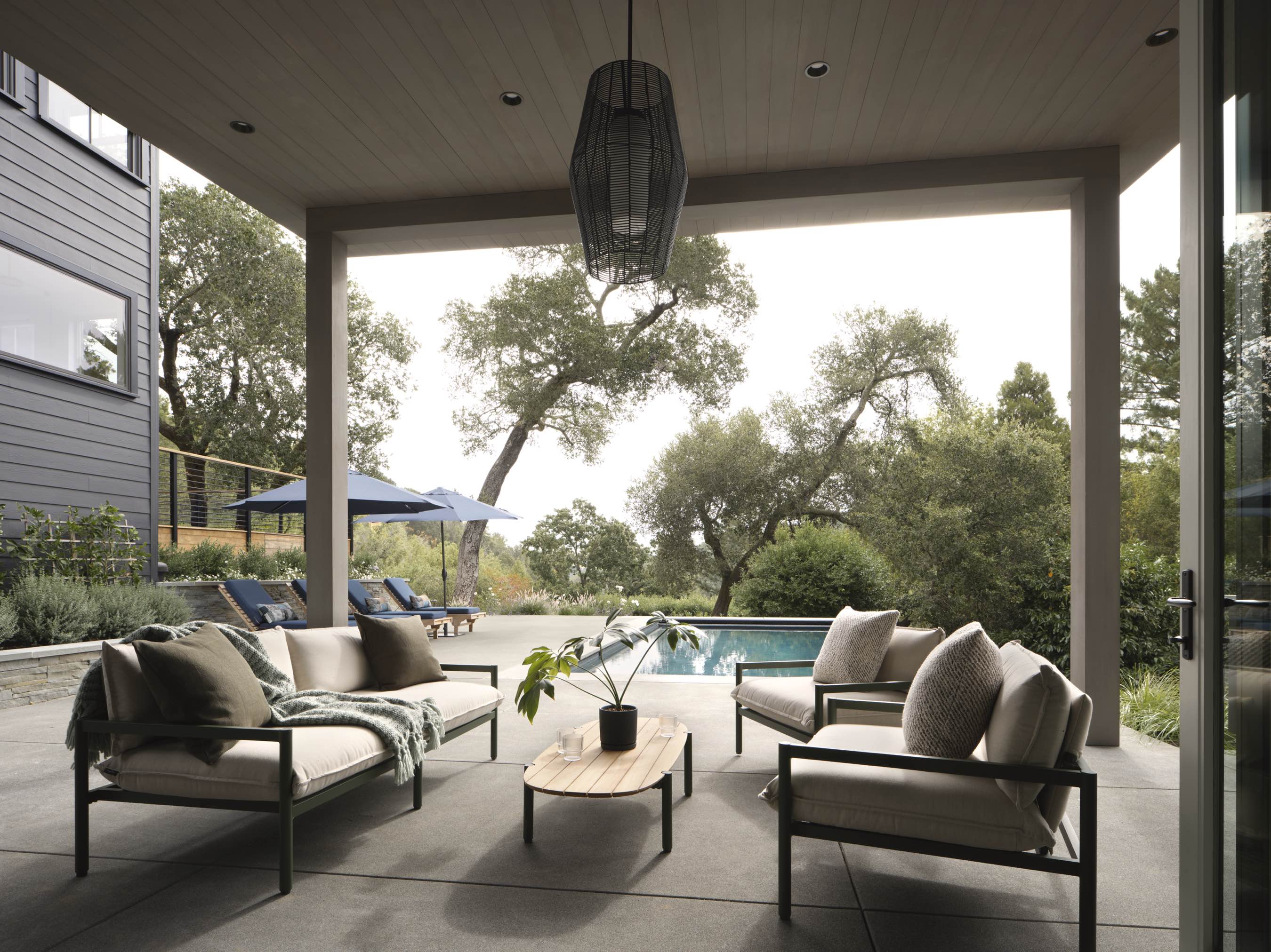 Covered Seating Area at Poolhouse, exterior