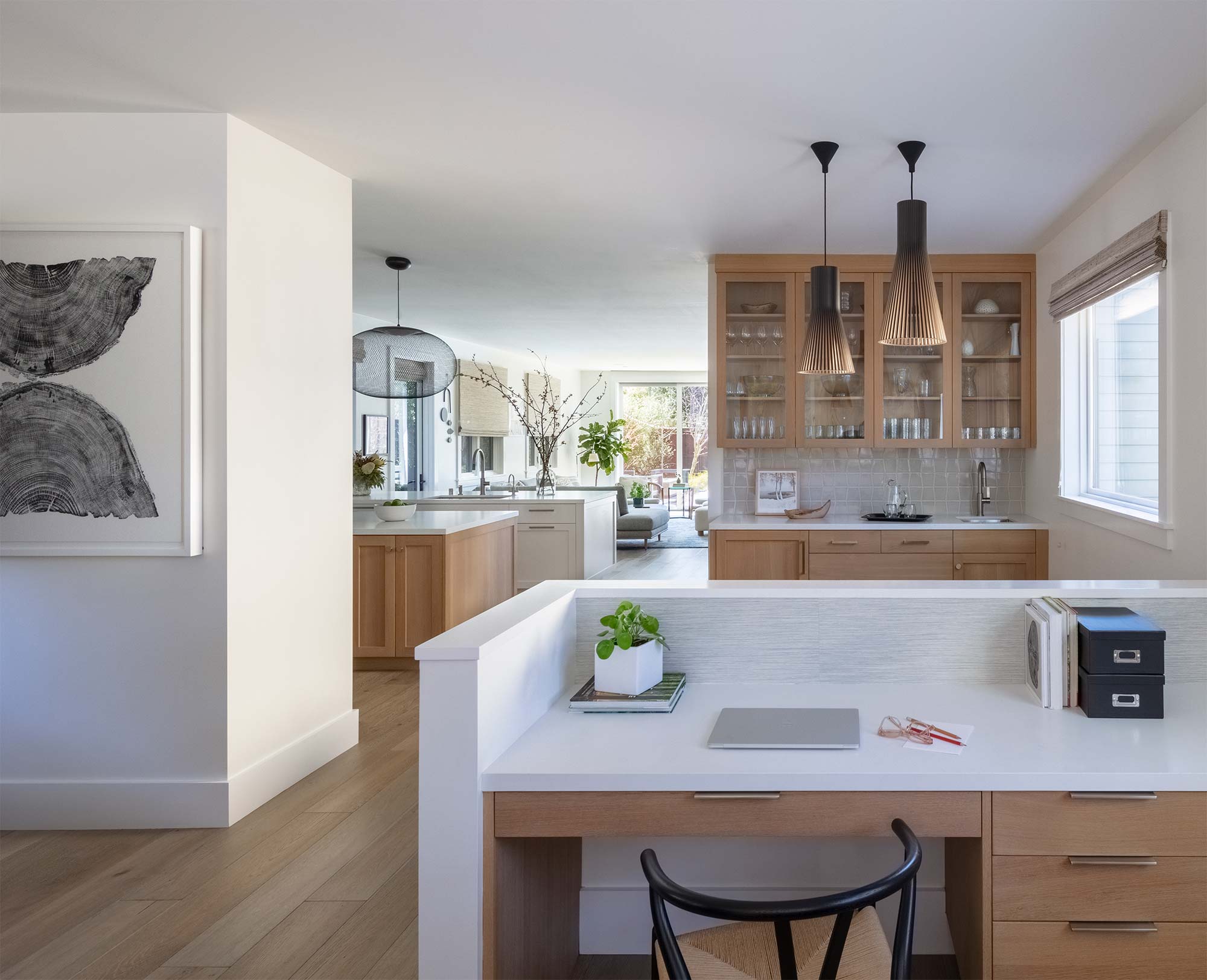 Desk to Wet Bar to Kitchen, Interior