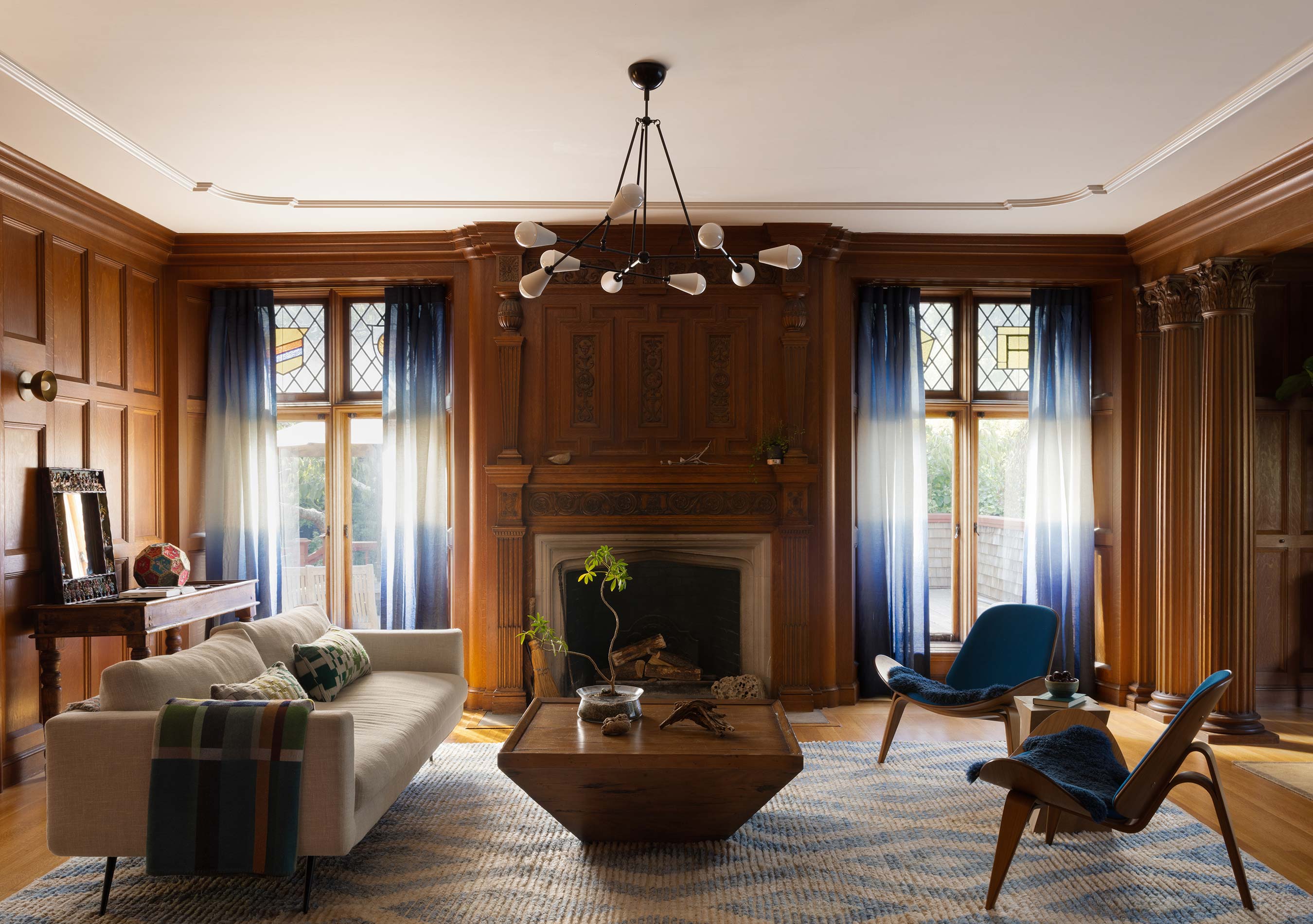 Historic Dutch Gable — Living Room with Fireplace, interior