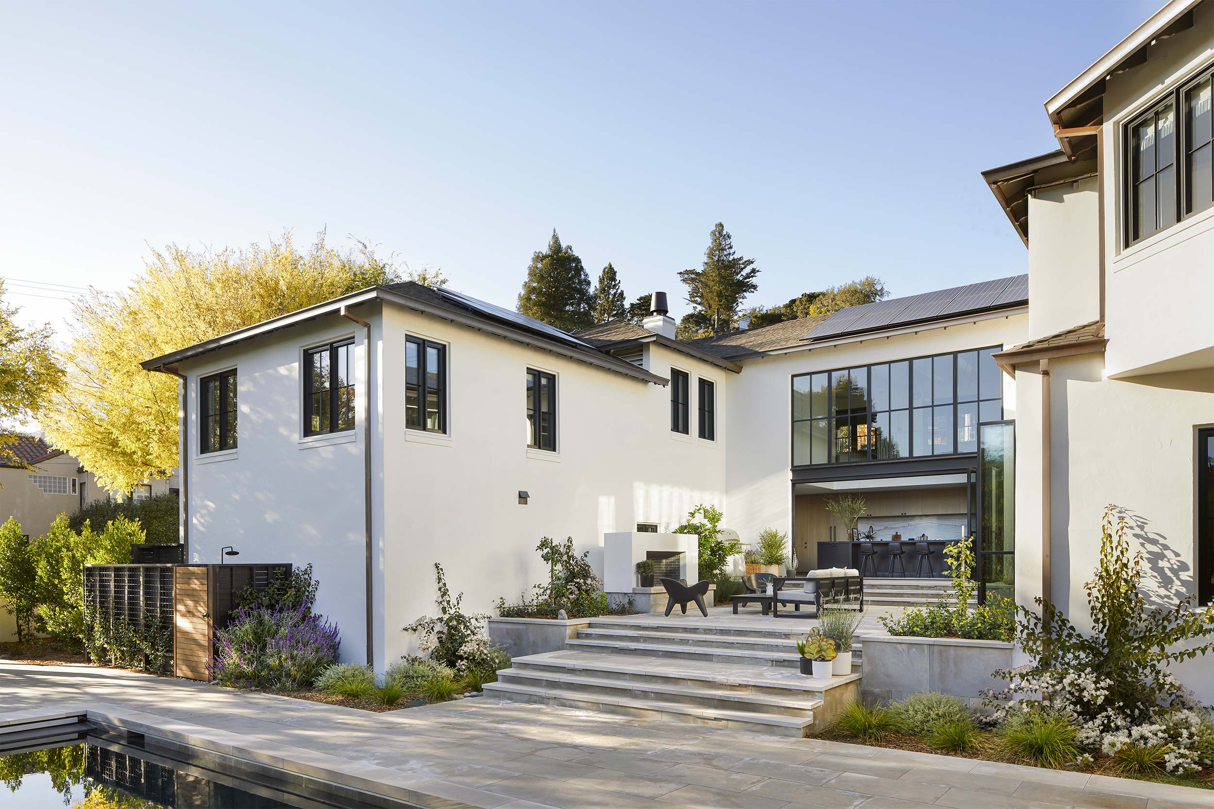 Mediterranean Courtyard House — Rear, exterior