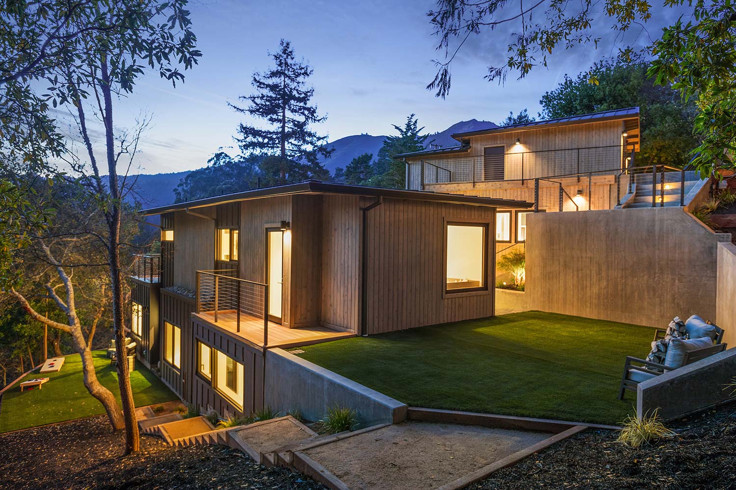 House Illuminated at Dusk